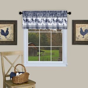 Barnyard Window Kitchen Curtains Valance - 58" (W) x 14" (L) Valance, Navy